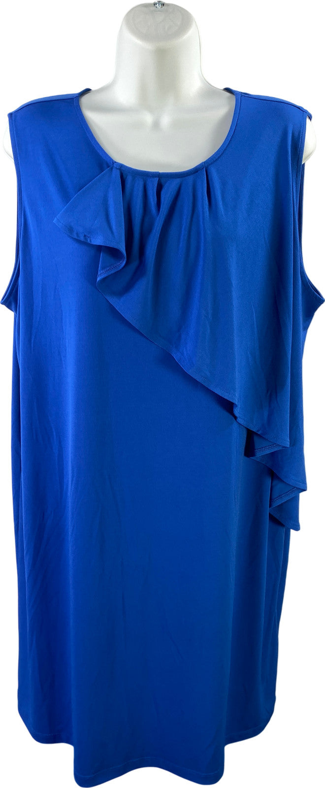 Easywear by Chico’s Women’s Blue Sleeveless Ruffle Front Shift Dress - 3/US XL