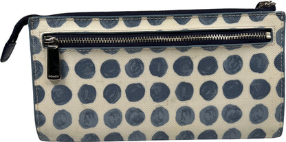 Coach Blue/White Coated Canvas Bleecker Painted Dot Zippy Wristlet Wallet