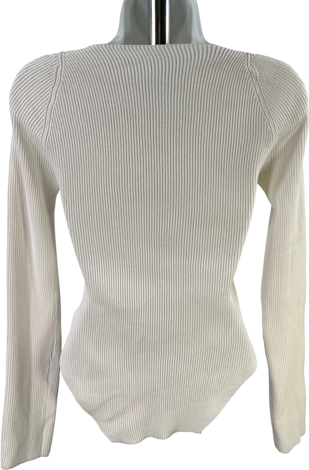 Commense Women’s Ivory/White Ribbed Long Sleeve Sweater Shirt - S
