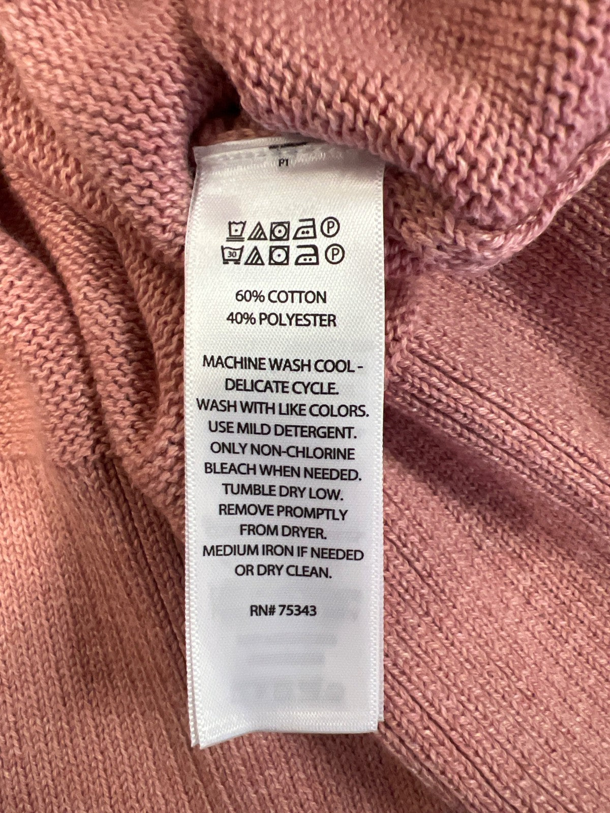 Tahari Women’s Pink Long Sleeve V-Neck Knit Sweater - S