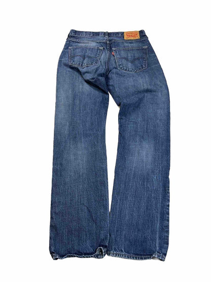 Levi's Men's Dark Wash 501 Button Fly Straight Leg Jeans - 32x34