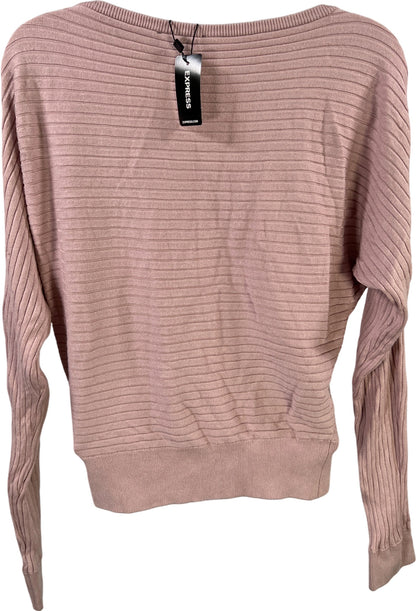 Express Women’s Pink Long Sleeve Ribbed Sweater - XS