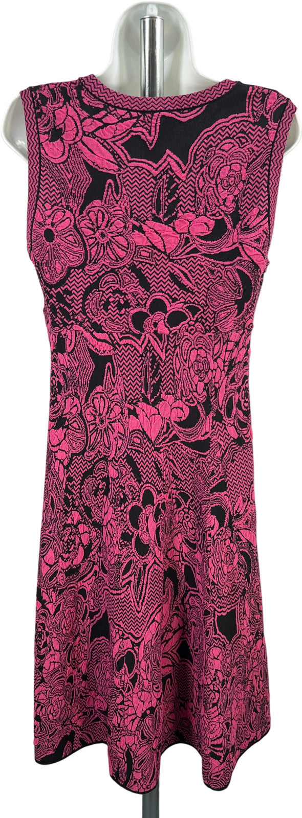 Missoni Women’s Pink/Black Floral Stretch Knit Sleeveless Dress - 46/US 10