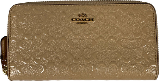 Coach Women’s Beige Embossed Patent Leather Accordion Wallet