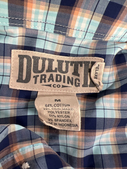Duluth Trading Co Men's Blue Plaid Button Down Shirt - M
