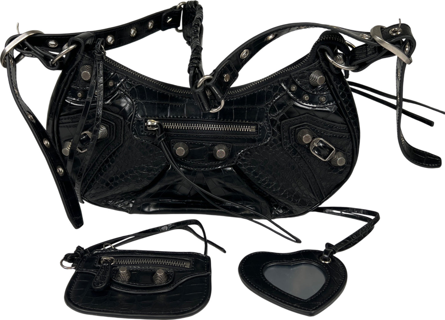 Balenciaga Black Leather Le Cagole Bag Small Satchel Bag Purse