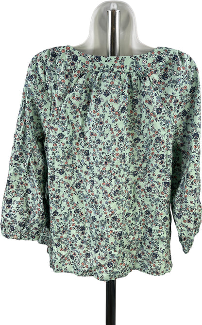 J.Jill Women’s Blue Floral 3/4 Sleeve Button Up Blouse - XS