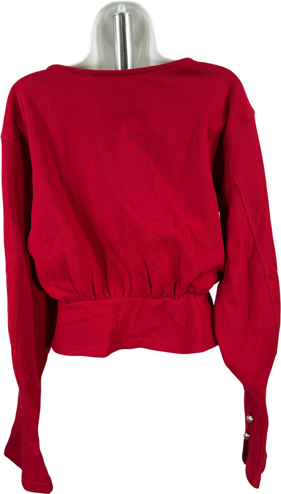 Commense Women’s Red Long Sleeve Peplum Bell Sleeve Shirt - S