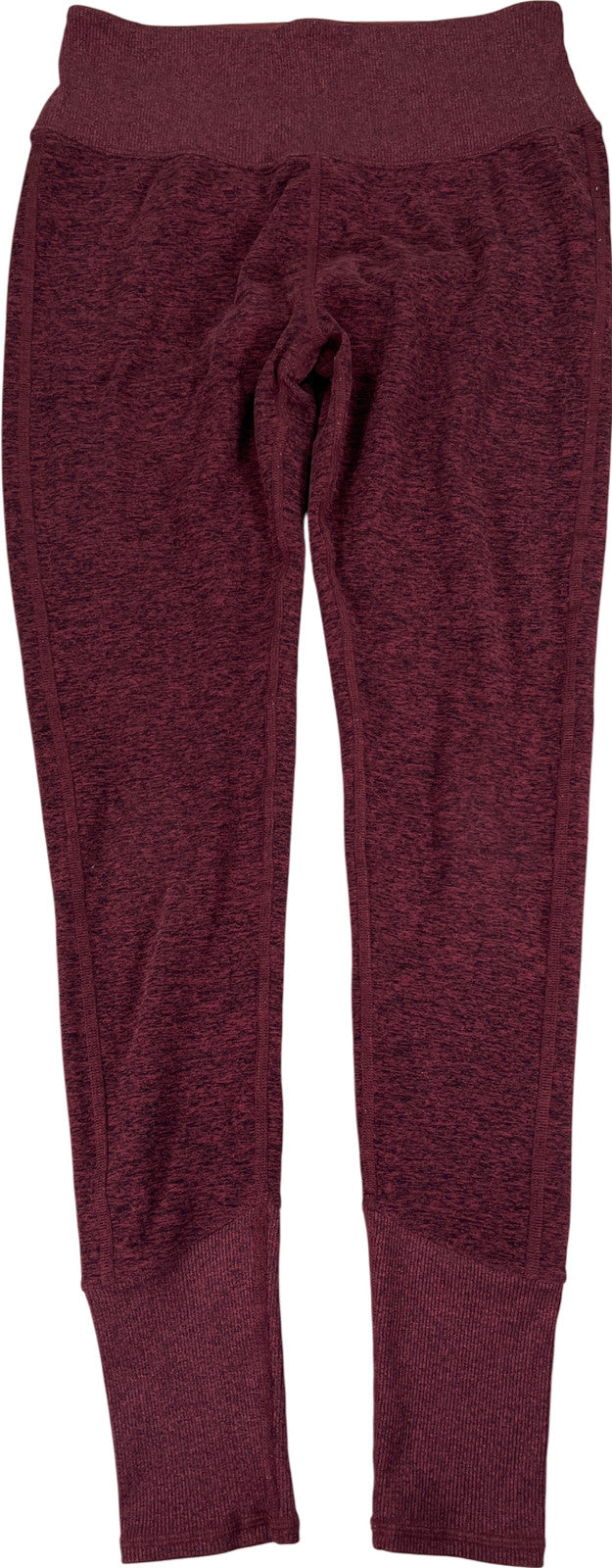 Alo Women’s Burgundy Heathered Ribbed Ankle Pull On Leggings - L