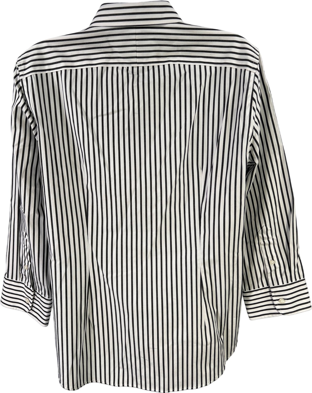 Chaps Women’s White/Gray Striped 3/4 Sleeve No Iron Button Up Shirt - L