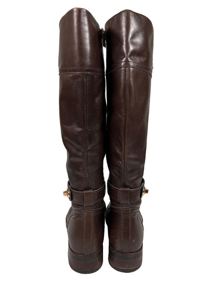 Coach Women’s Brown Leather Eva Full Zip Riding Boots - 8.5
