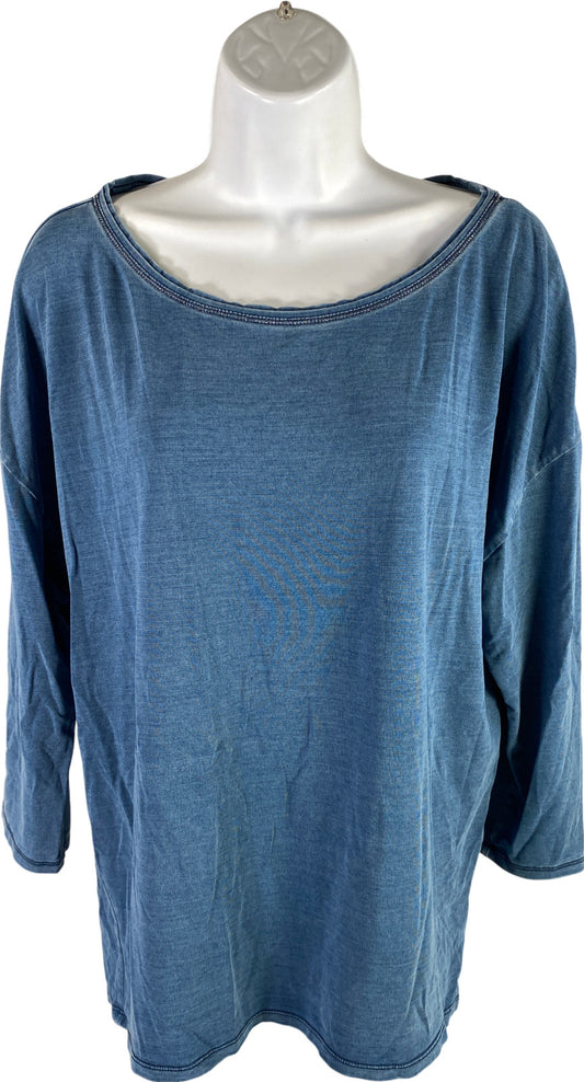 White House Black Market Women’s Blue 3/4 Sleeve T-Shirt - L