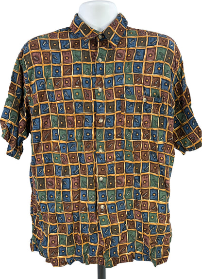 Bachrach Men’s Multicolor Short Sleeve Button Up Shirt - L