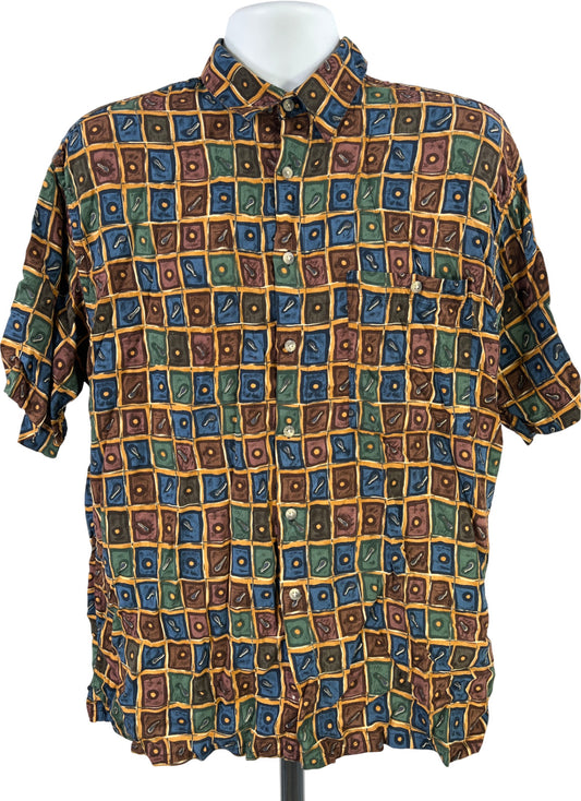 Bachrach Men’s Multicolor Short Sleeve Button Up Shirt - L