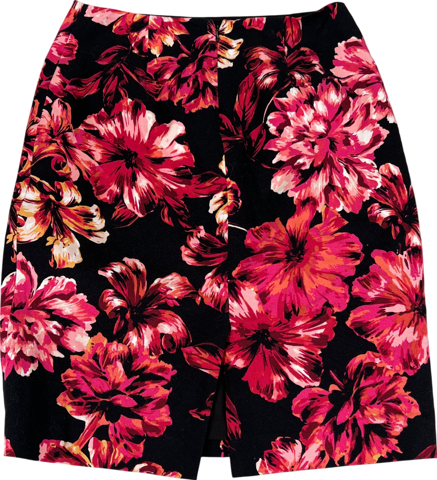White House Black Market Women’s Black/Red Floral Pencil Skirt - 4