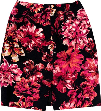 White House Black Market Women’s Black/Red Floral Pencil Skirt - 4