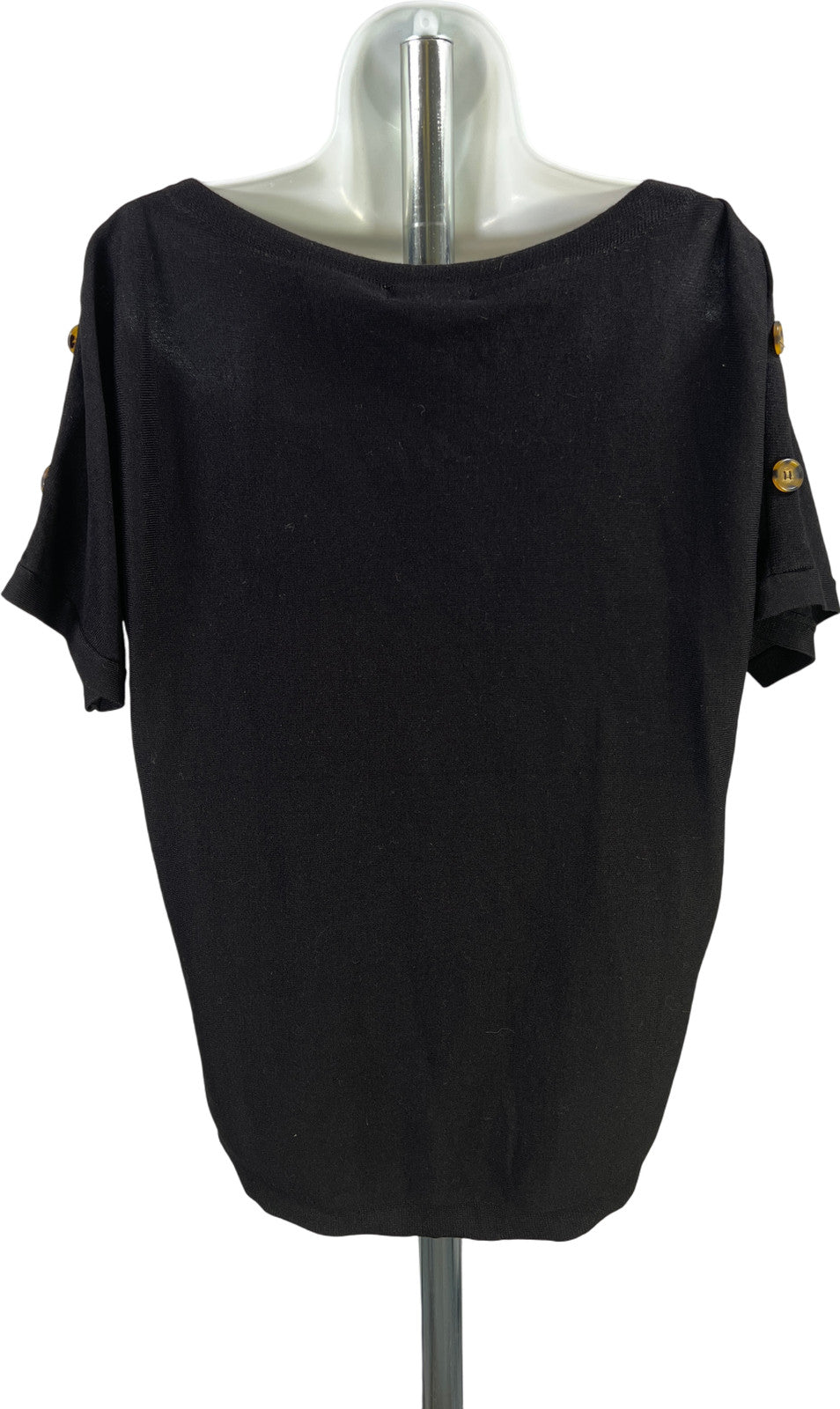 Cable and Gauge Women’s Black Short Button Accent Sleeve Shirt - S