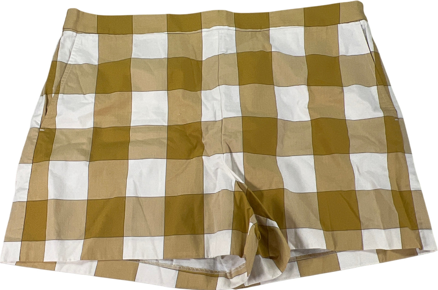 Ann Taylor Women’s Yellow/Gold Plaid Side Zip Shorts - 18