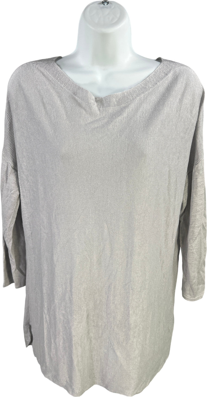J.Jill Women’s Light Gray Thin Knit 3/4 Sleeve Sweater - M