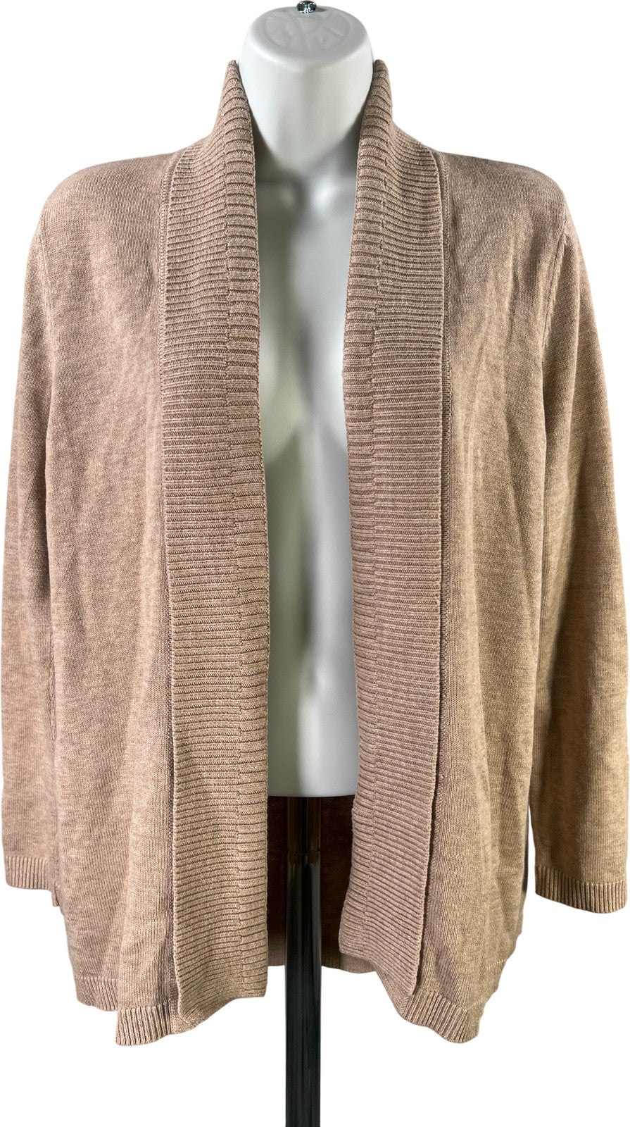 Chico’s Women’s Beige Long Sleeve Open Front Cardigan Sweater - 1/US M
