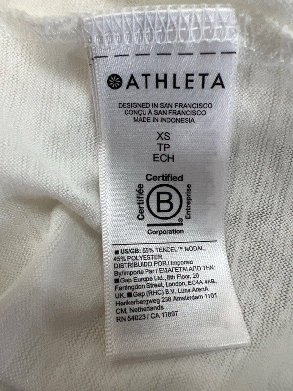 Athleta Women's White Short Sleeve V-Neck T-Shirt - XS