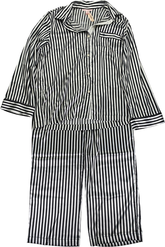 Victoria’s Secret Women’s Black/White Long Sleeve Pajama Shirt and Pant Set - M