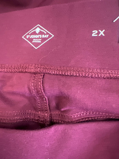 St. Johns Bay Women’s Burgundy Ruby Pull On Skinny Leg Leggings - Plus 2X