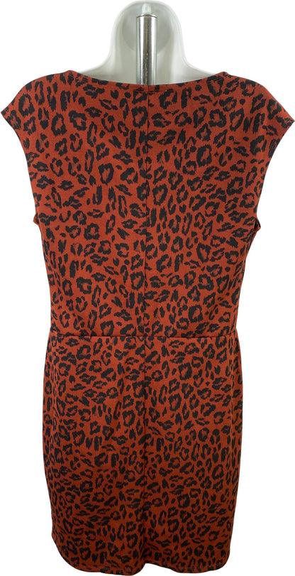 Nine West Women’s Brick Red Leopard Print Sheath Dress - M