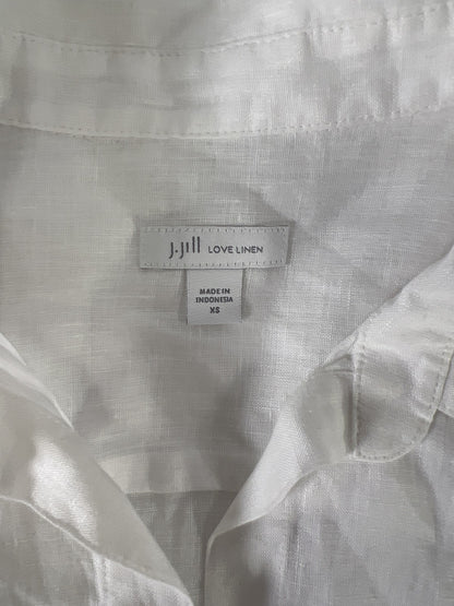 J. Jill Women’s White Love Linen V-Neck Long Sleeve Tunic Top - XS