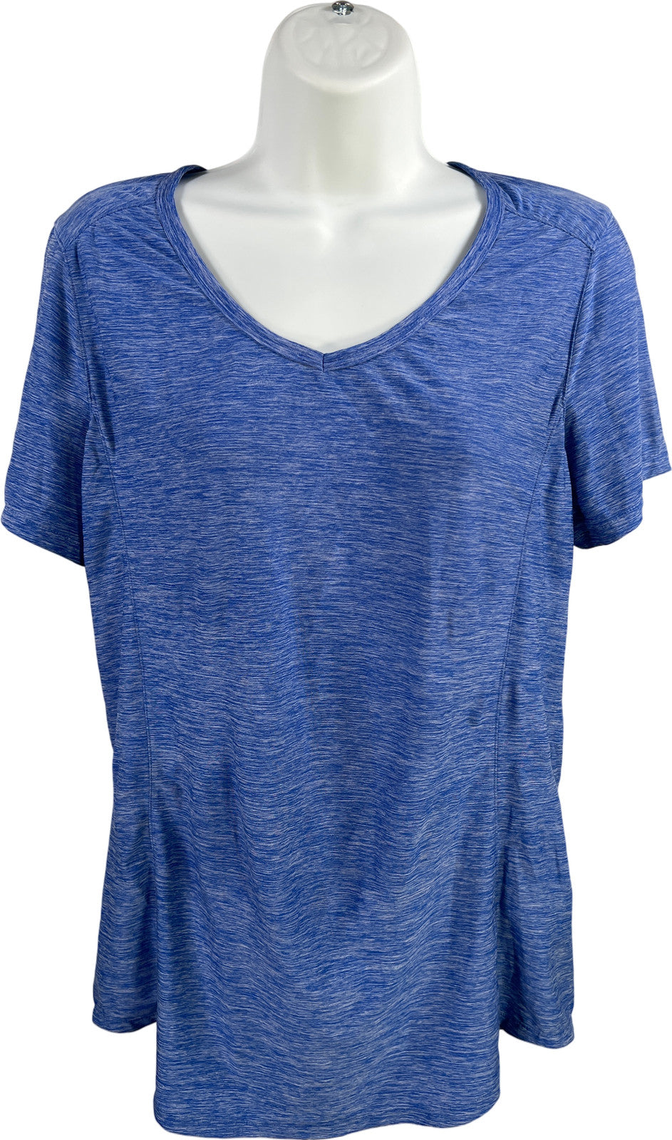 Duluth Trading Women’s Blue Heathered V-Neck Short Sleeve Athletic Shirt - S