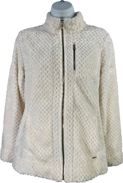 Calvin Klein Women’s Ivory/White Soft Plush Fleece Full Zip Jacket - S