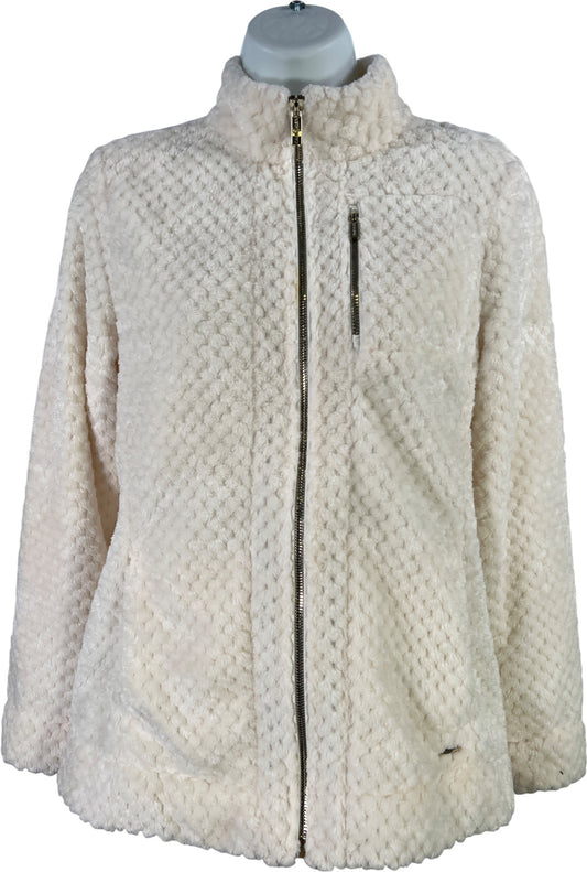 Calvin Klein Women’s Ivory/White Soft Plush Fleece Full Zip Jacket - S