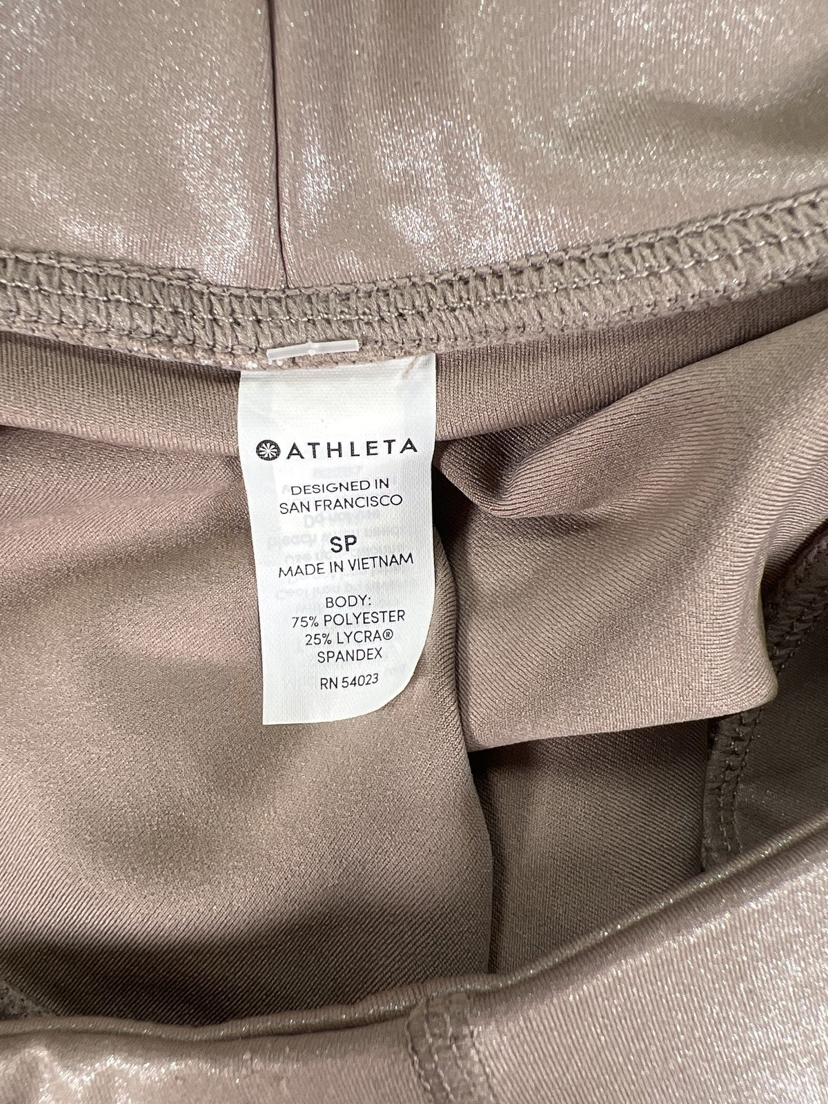 Athleta Women’s Beige Shimmer Elation Powervita Tight Leggings - S Petite