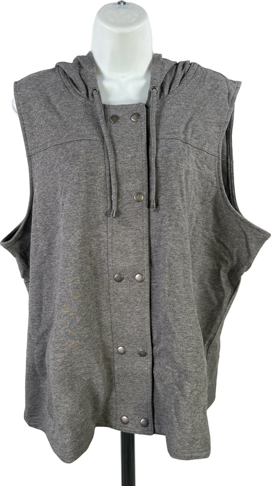 CJ Banks Women’s Gray Snap Button Sleeveless Hooded Sweatshirt - Plus 1X