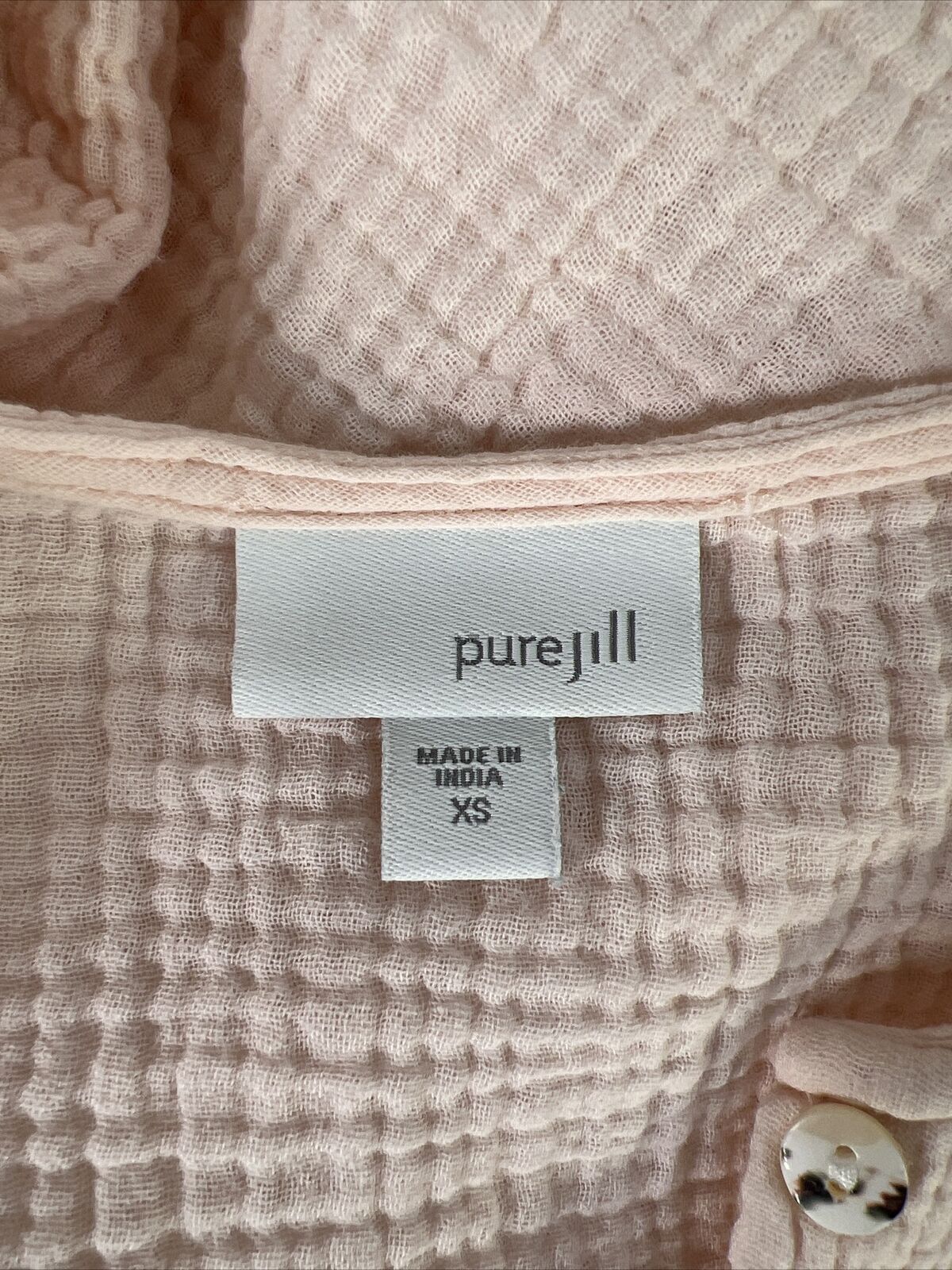 J. Jill Pure Women's Light Pink Textured 1/2 Button 3/4 Sleeve Top - XS