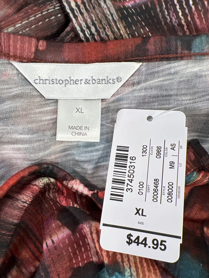 Christopher & Banks Women’s Red 3/4 Sleeve V-Neck Top - XL