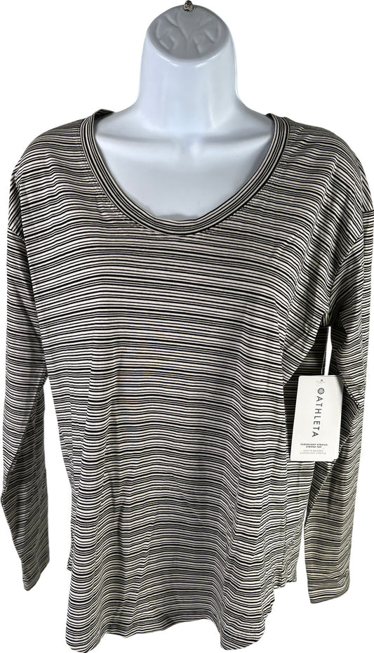 NEW Athleta Women’s Black/White Striped Cloudlight Stratus Striped T-Shirt - S