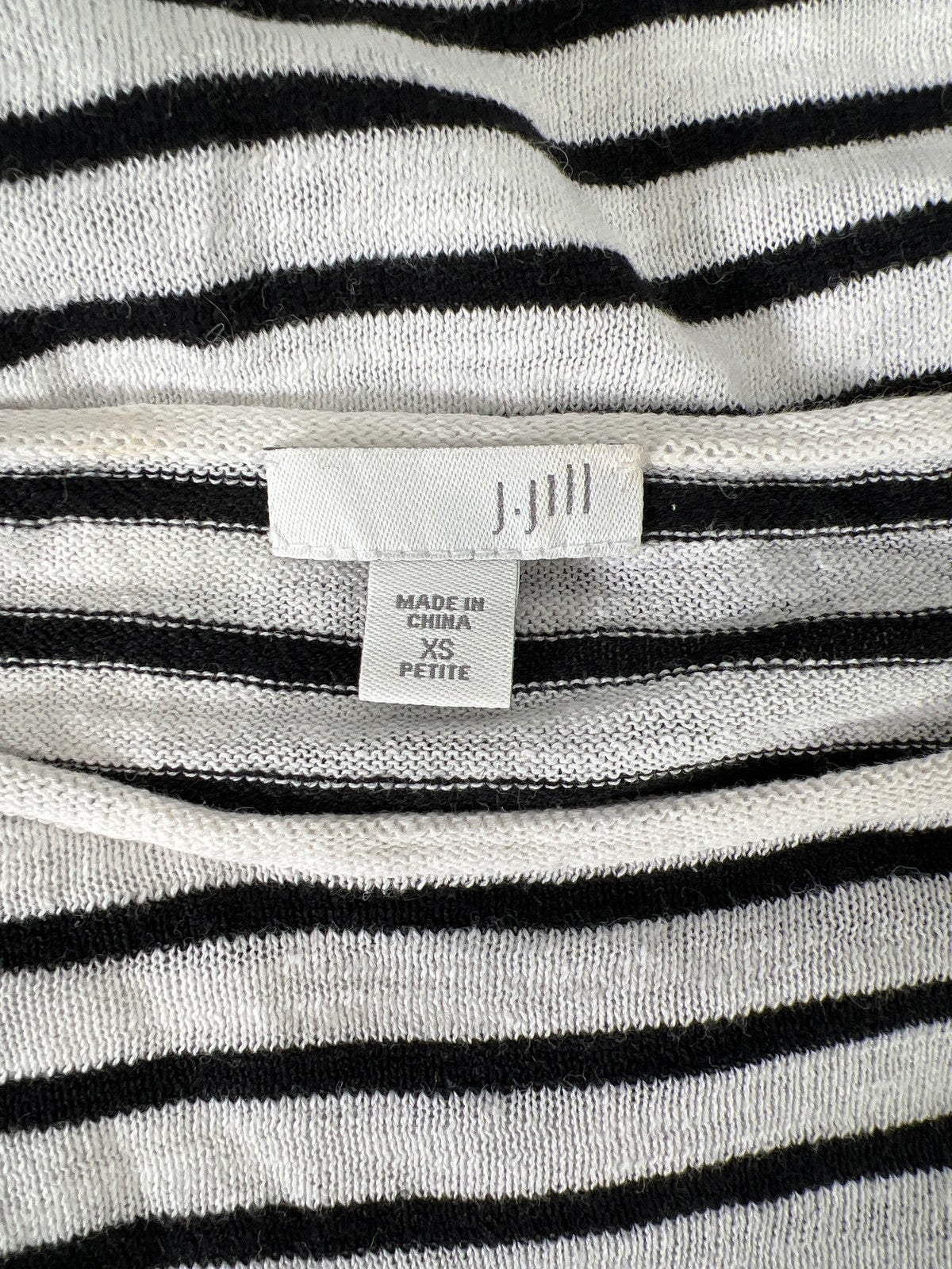 J.Jill Women’s White/Black Striped Linen Blend 1/2 Sleeve Pullover Shirt - XS