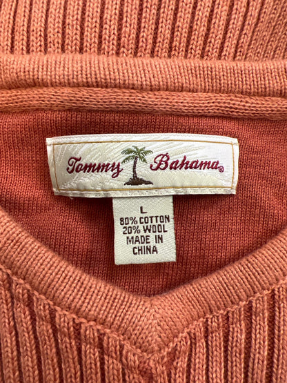 Tommy Bahama Men’s Orange Ribbed Long Sleeve Wool Blend Sweater - L
