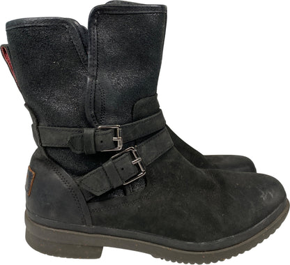 UGG Women’s Black Suede Simmons Shearling Lined Short Mid Calf Boots - 8