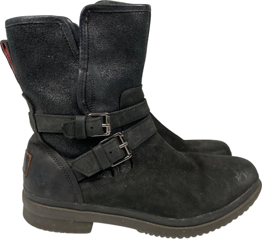 UGG Women’s Black Suede Simmons Shearling Lined Short Mid Calf Boots - 8