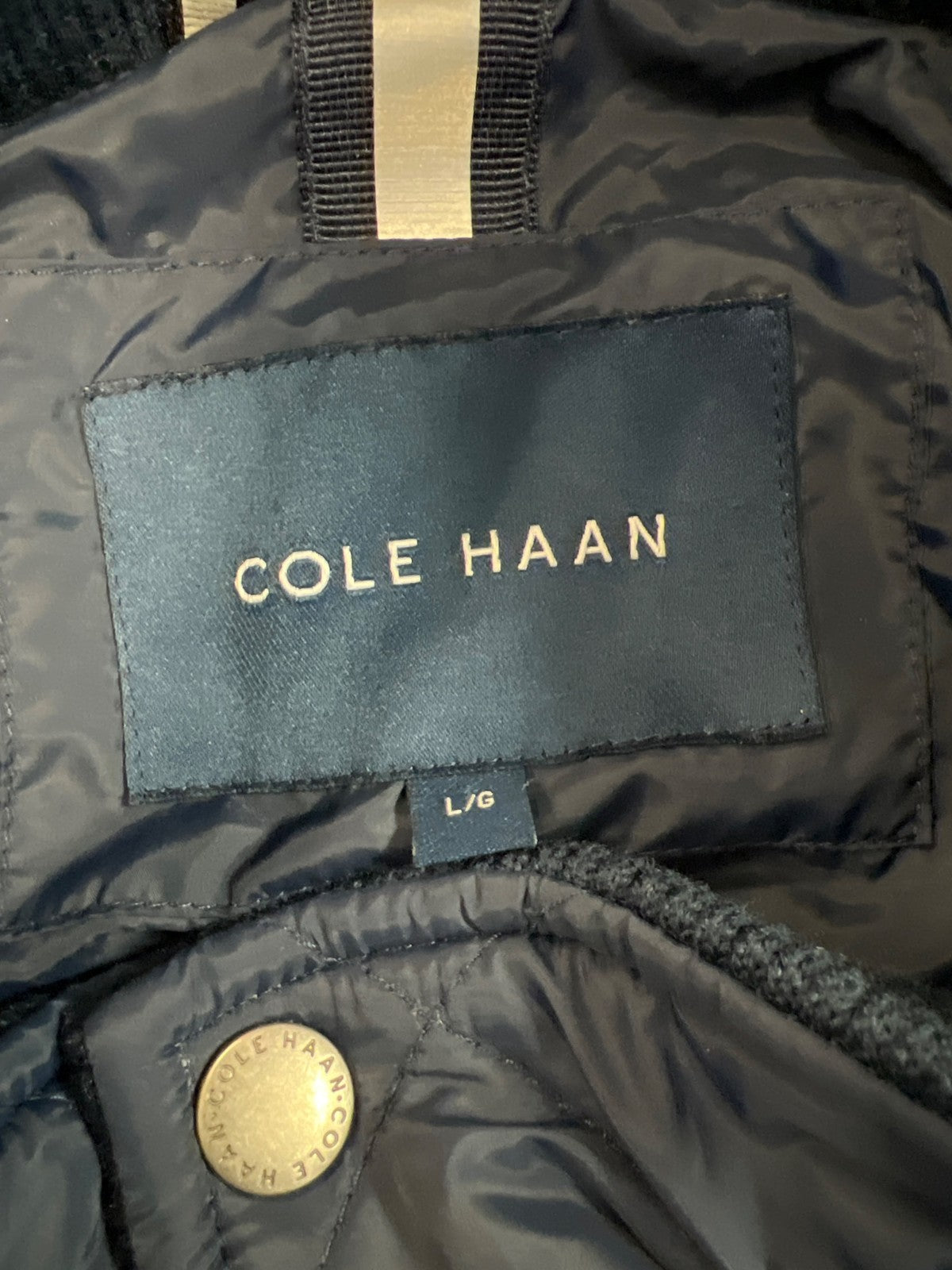 Cole Haan Women’s Blue Full Zip Light Puffer Quilted Jacket - L