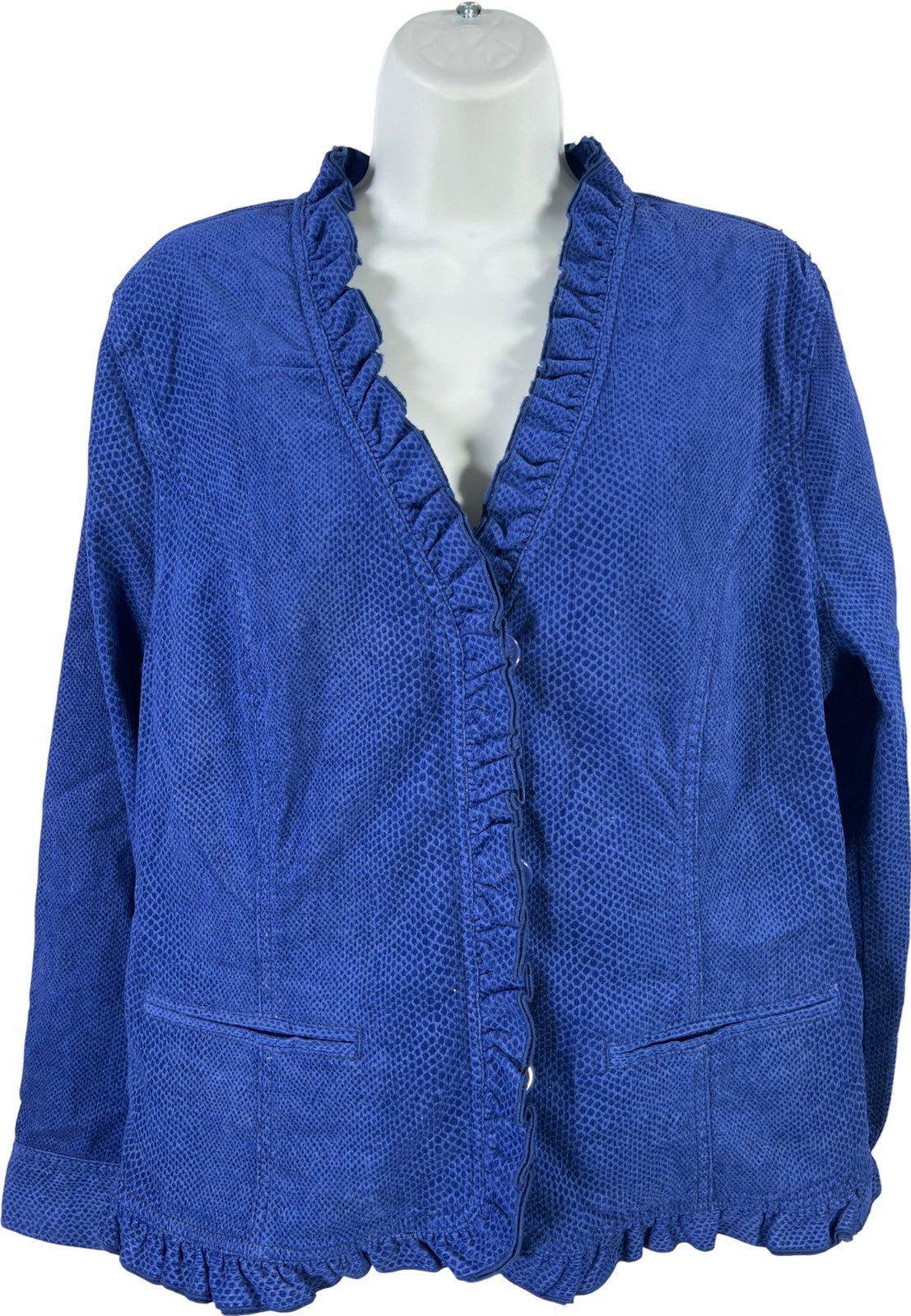 Chico’s Women’s Blue Cord Bouquet Bianca Jacket - 2/US L