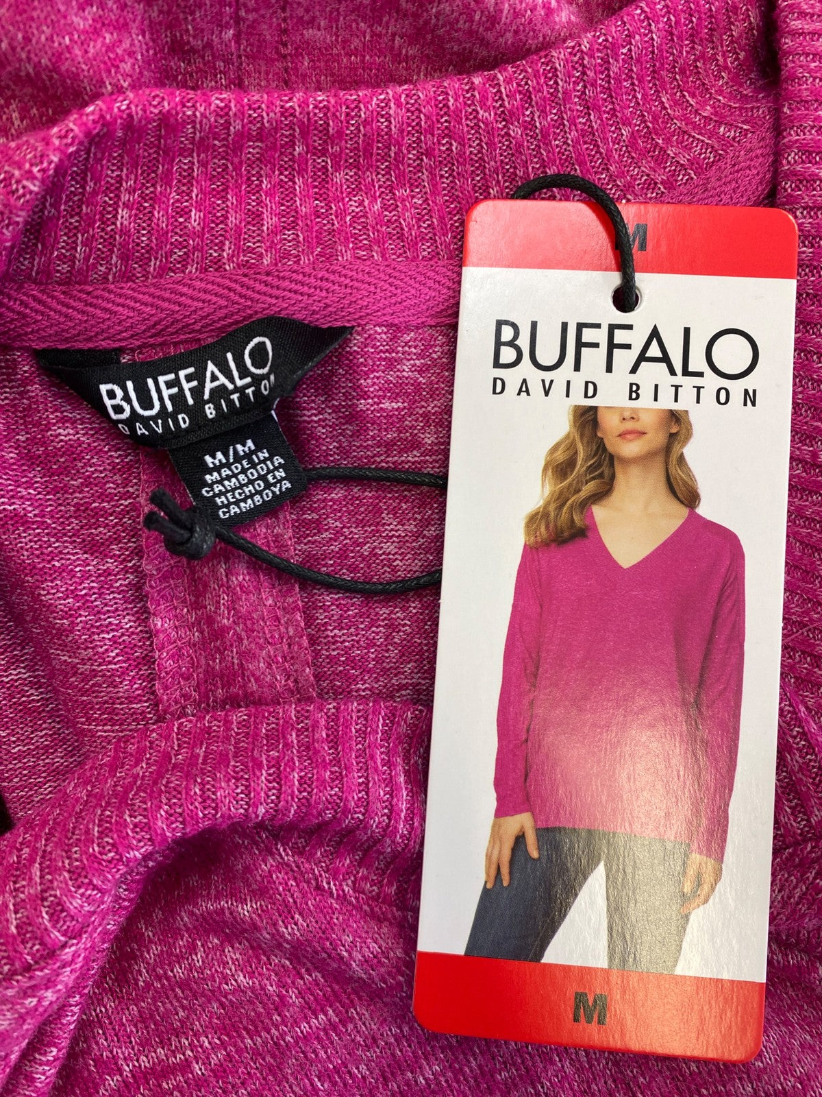 Buffalo Women’s Pink Super Soft Cozy V-Neck Long Sleeve Shirt - M