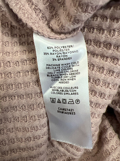 LOFT Women’s Pink Waffle Knit Long Sleeve Cowl Neck Sweater - XS