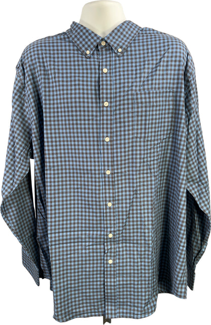 Croft and Barrow Men’s Blue/Gray Plaid Stretch Woven Button Up Shirt - XXL