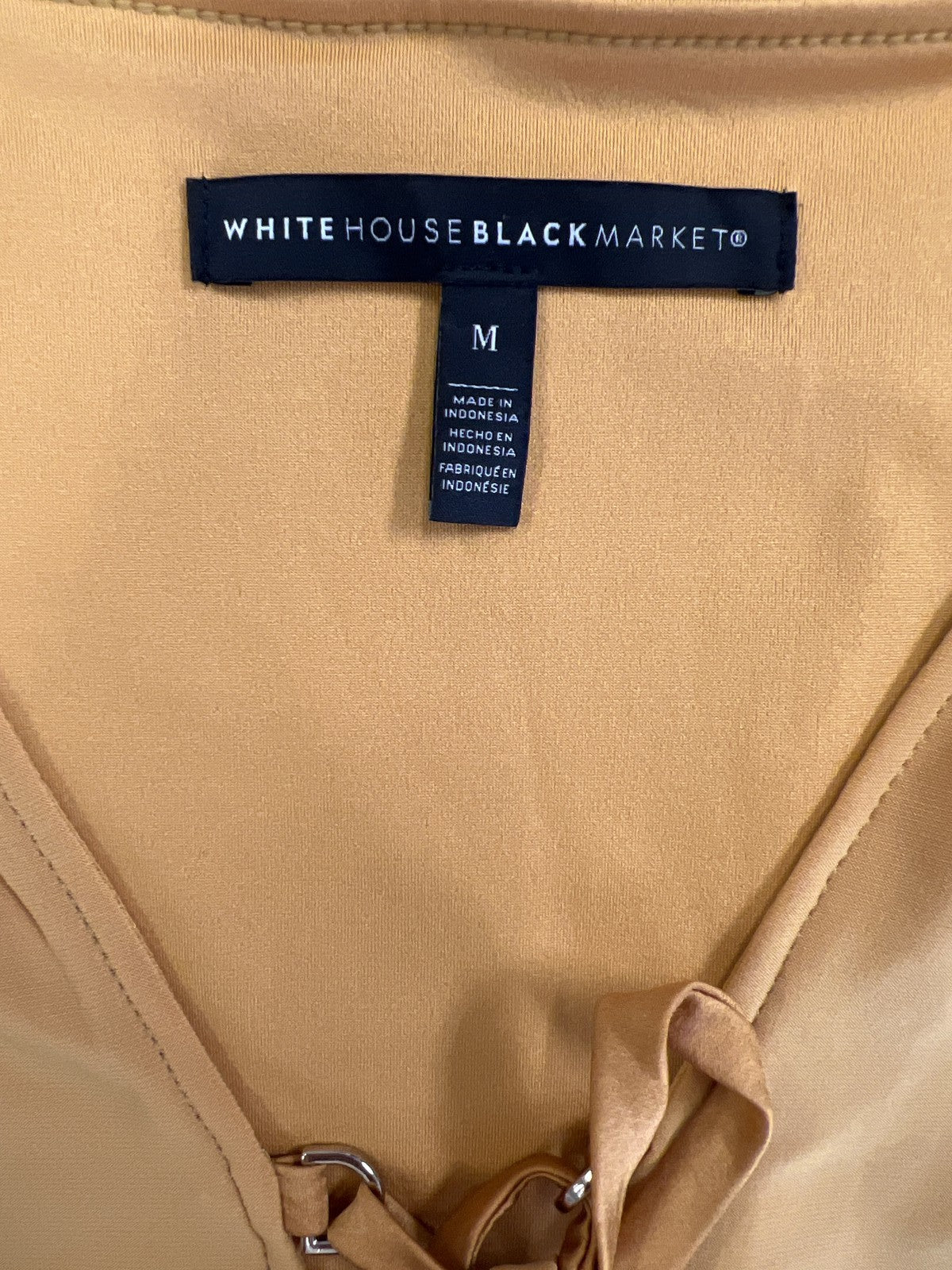 White House Black Market Women’s Yellow/Gold Lace Up Tank Top Blouse - M