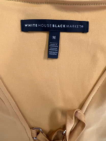 White House Black Market Women’s Yellow/Gold Lace Up Tank Top Blouse - M