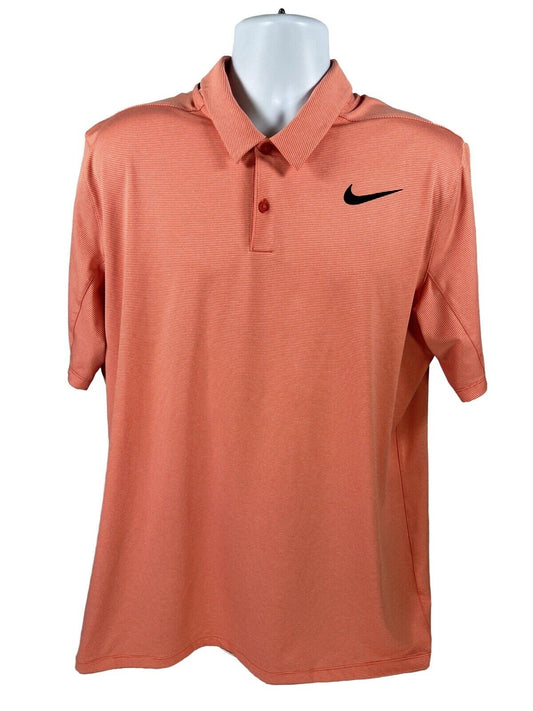 Nike Men's Orange Striped Golf Dry Control Dri-Fit Polo Shirt - XL
