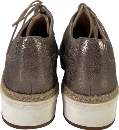 Clarks Artisan Womens Gold Pewter Metallic Teadale Platform Oxford Shoes - 7.5 W